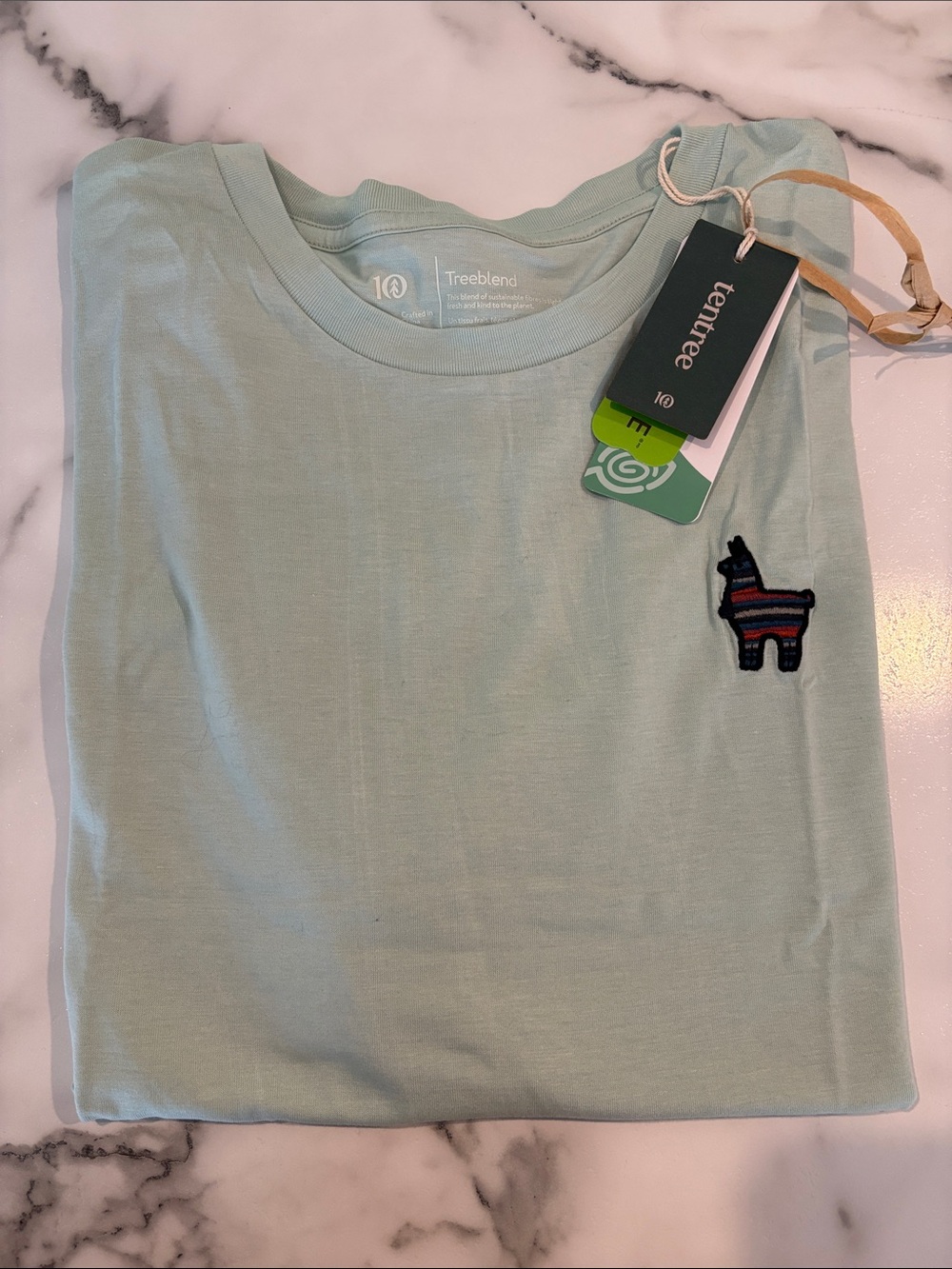 tentree Men’s Light Mint Green Tee - size large
